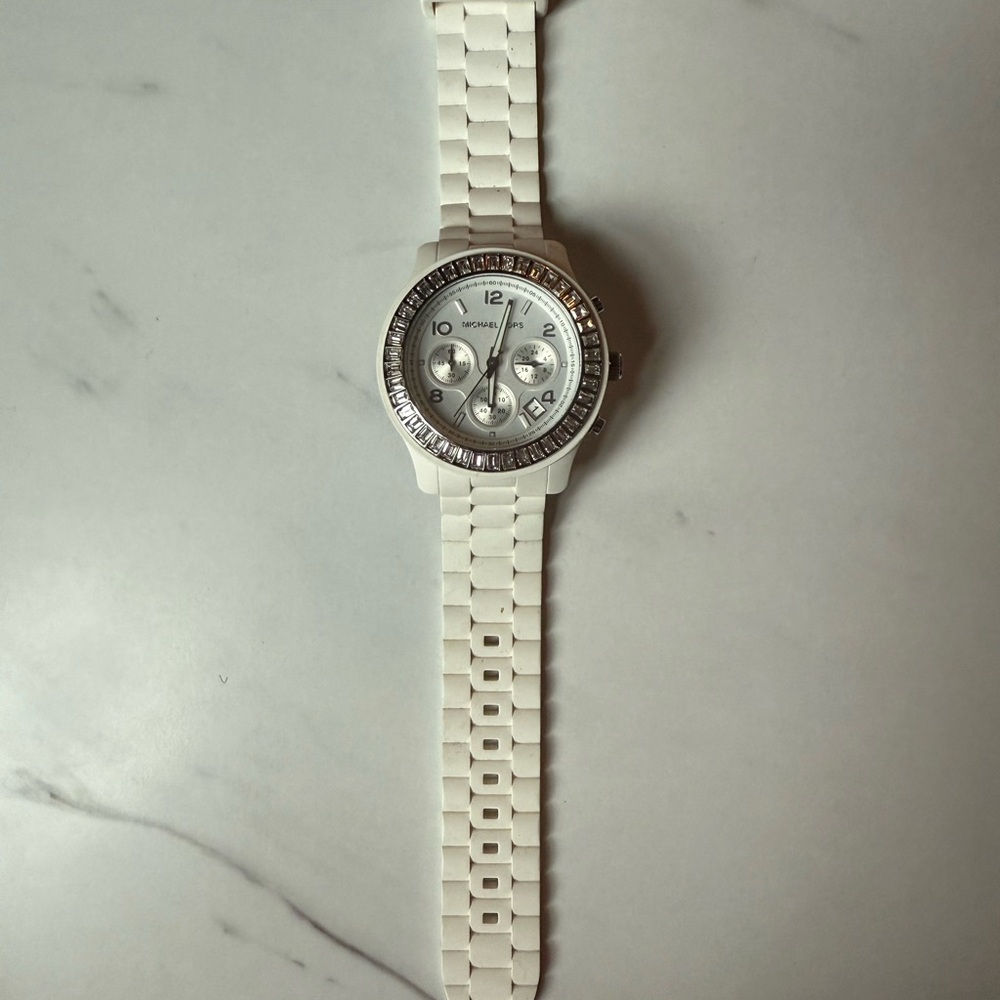 Michael Kors Silver and White Watch